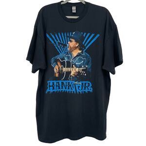 Hank Williams Jr Mens 2XL Graphic‎ T-Shirt Black Crewneck Cotton Short Sleeve